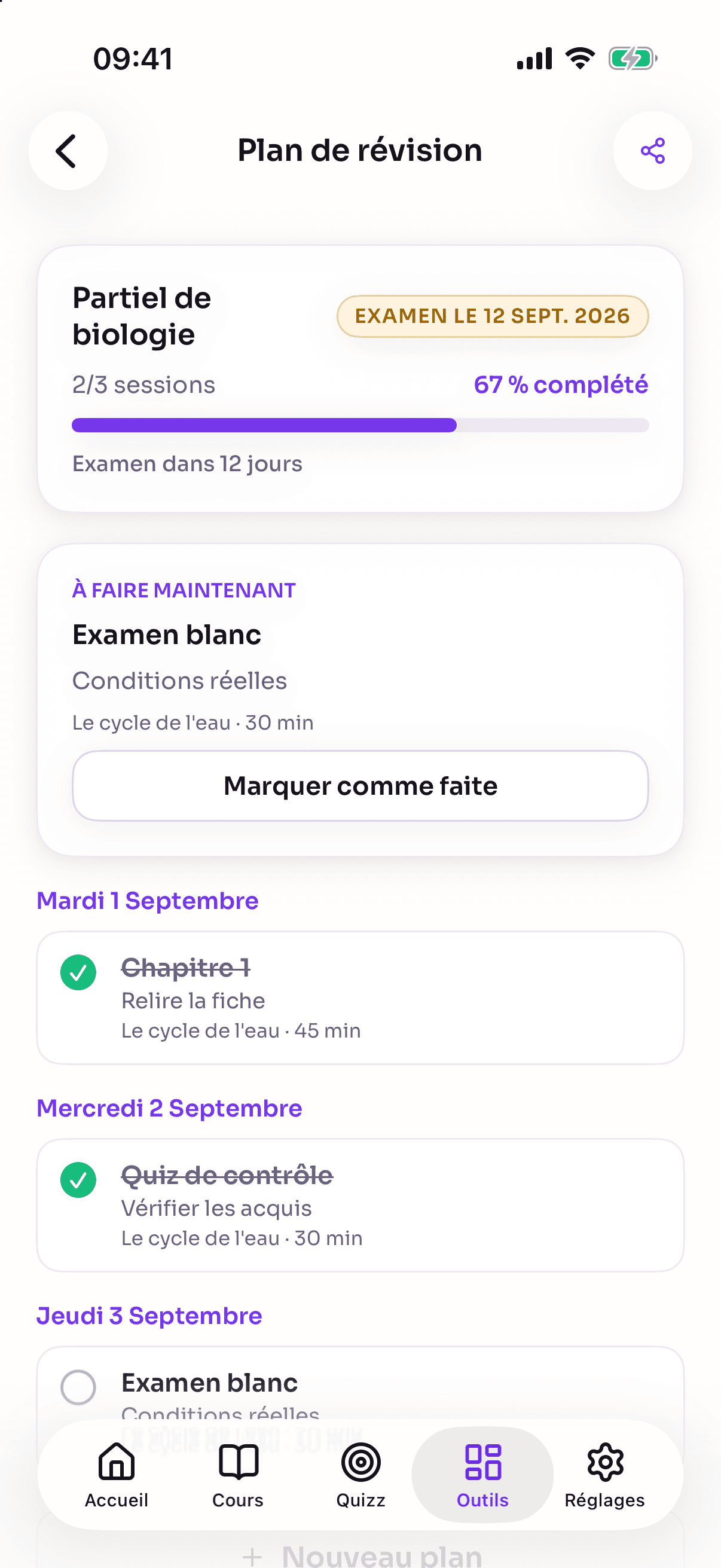 Plan de révision jusqu’à l’examen